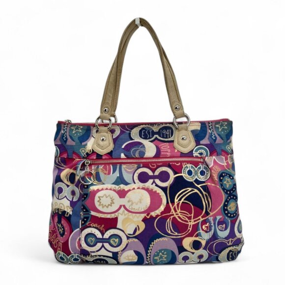 Coach Poppy Pop C Glam Signature Graffiti Pink Gold Large Tote D1120-18342 - Picture 7 of 16